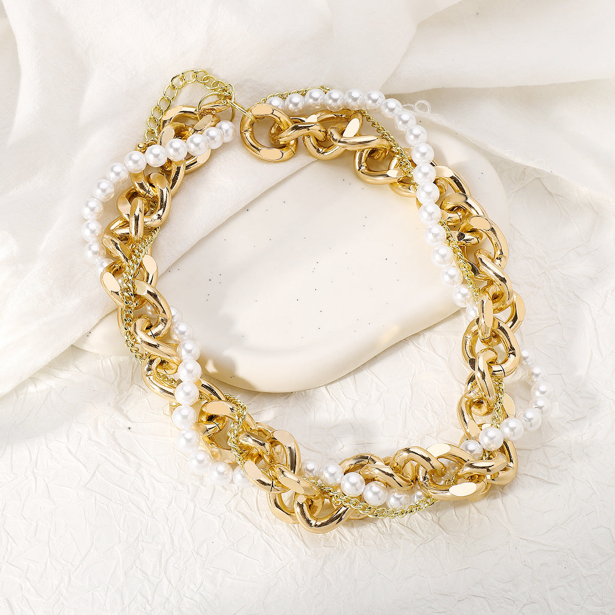 Women's Metallic Pearl Twin Light Luxury High-grade Necklace