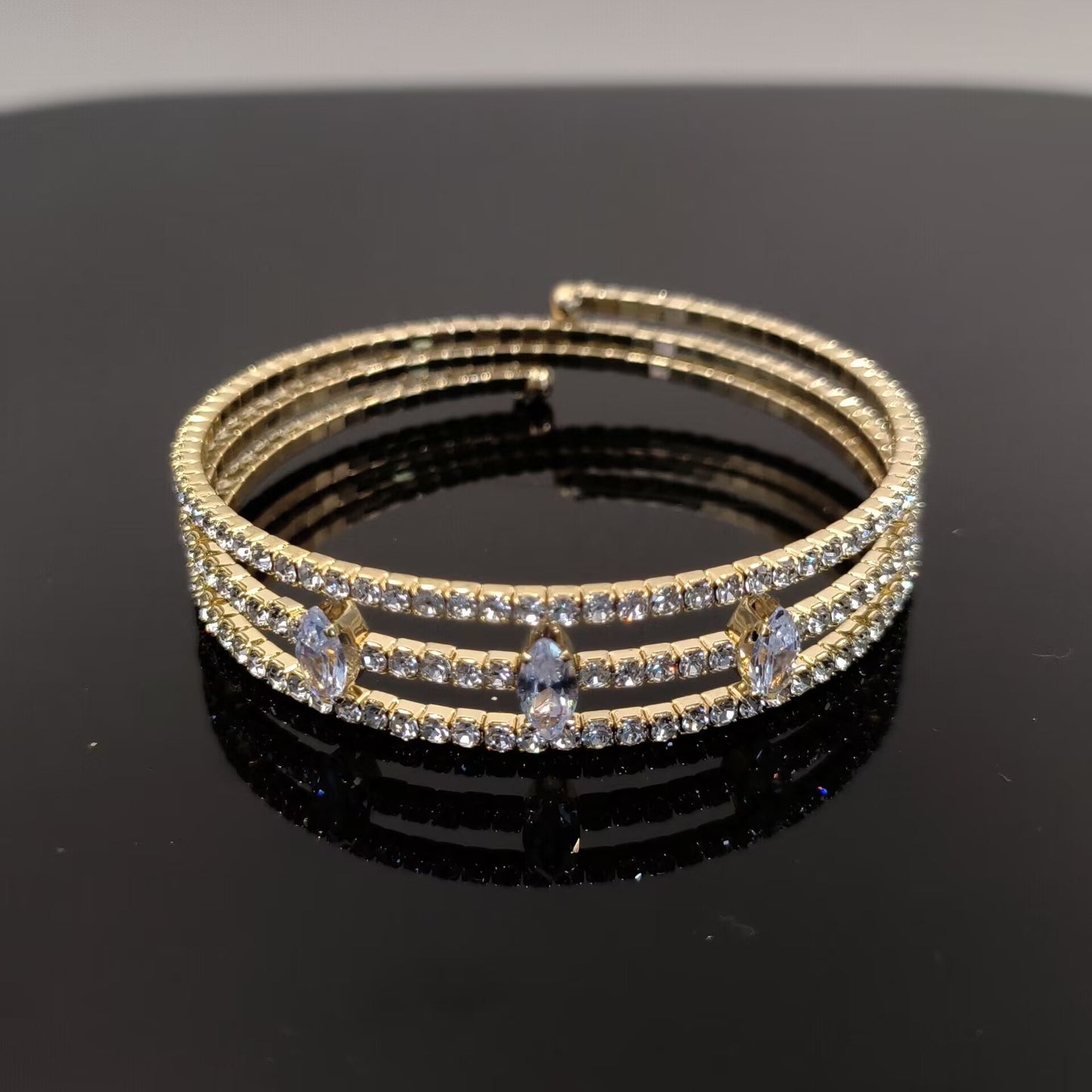 Rhinestone Zircon Elastic Laminated Adjustable Female Bracelets