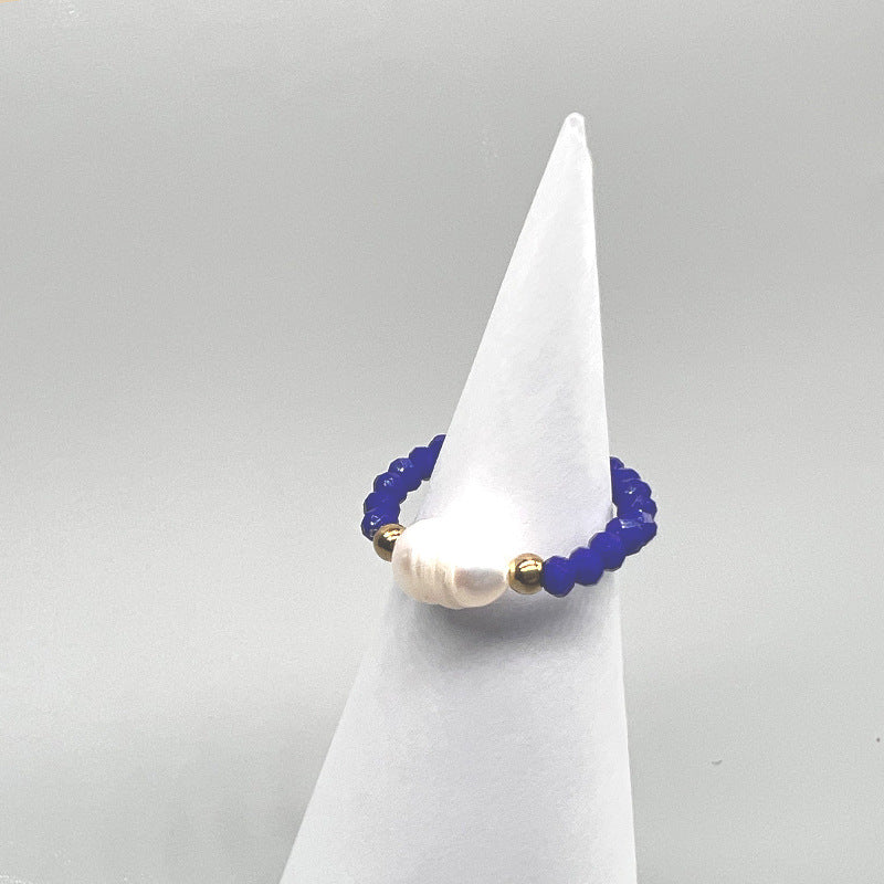 Elegant Style Freshwater Pearl Colored Glaze Beaded Rings