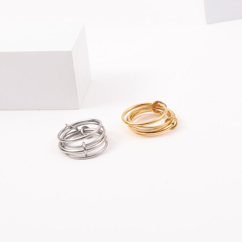 Elegant Chain Titanium Steel Gold Plating Rings