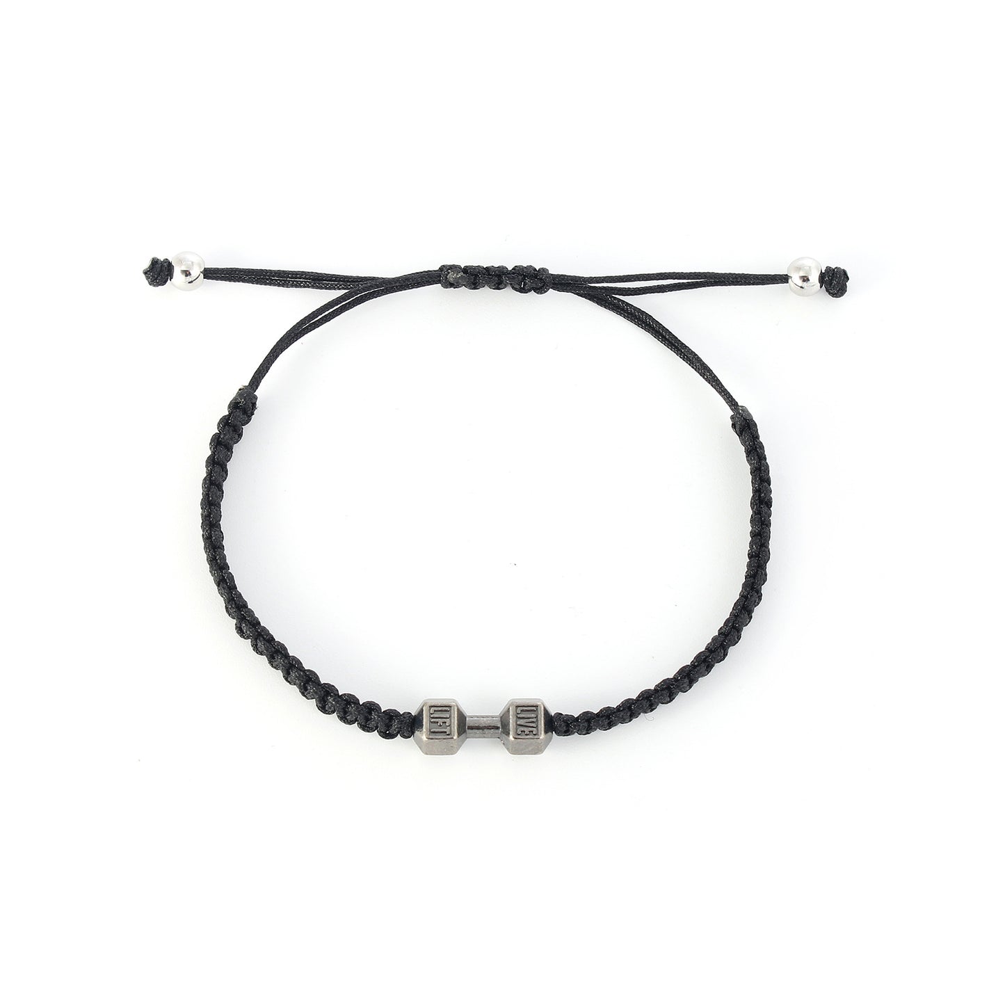 Men's Simple Alloy Dumbbell Hand Woven Rope Bracelets