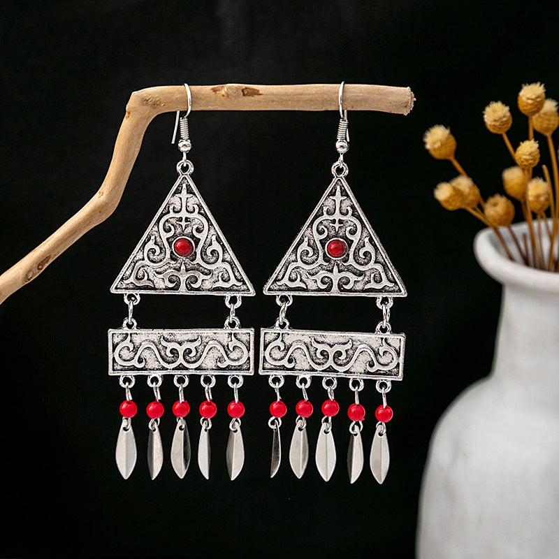 Tassel Turquoise Retro Minority Ethnic Style Earrings