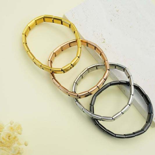 Module Square Elastic Stitching Titanium Steel Strap Bracelet