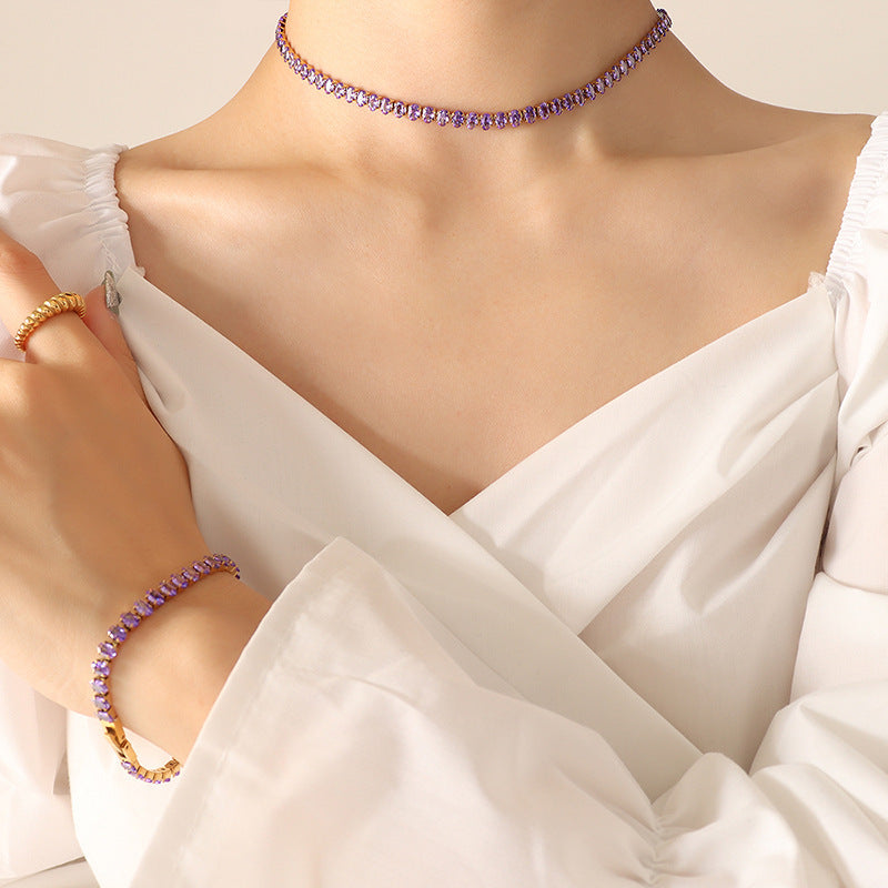 Lady Sense Elegant Graceful Solid Color Colorful Crystals Zircon Bracelets