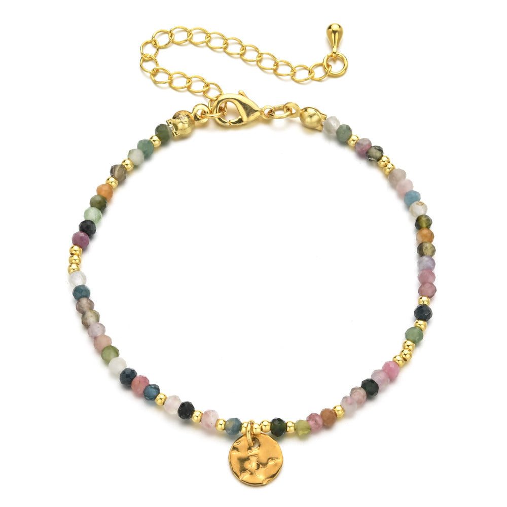 Natural Stone Beaded Ethnic Style Stainless Steel Bracelet