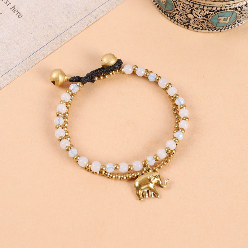 Women's Style Elephant Tibetan Exotic Bohemian Double Beaded Bell Retro Bracelets