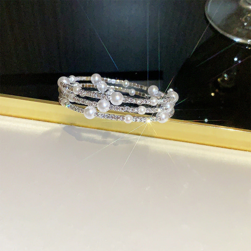 Rhinestone Zircon Elastic Laminated Adjustable Female Bracelets