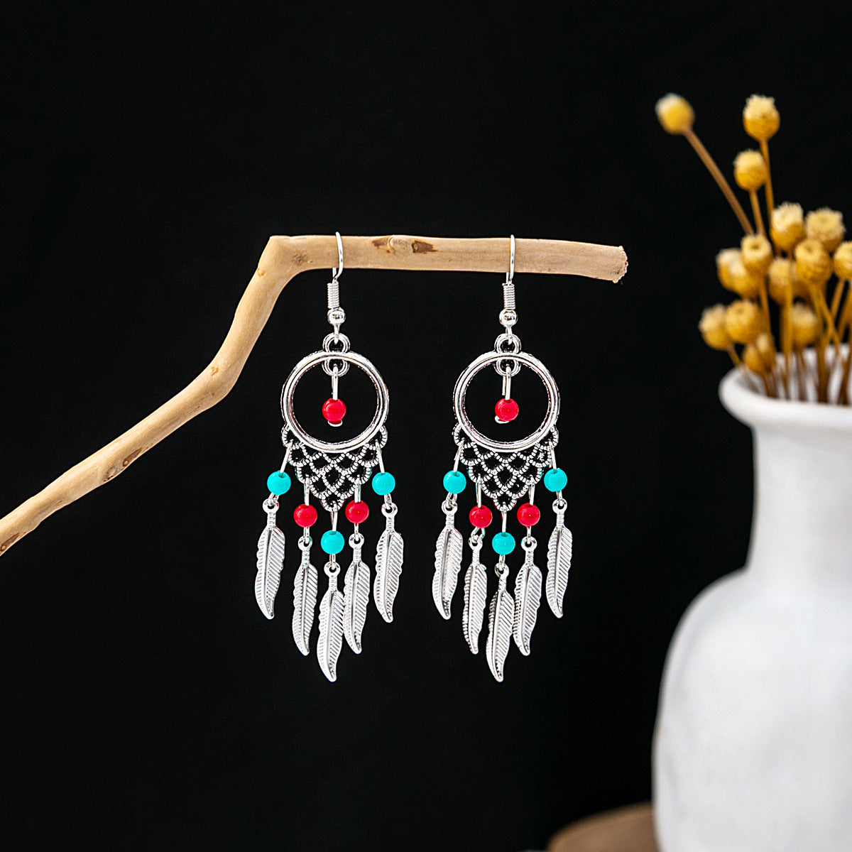 Tassel Turquoise Retro Minority Ethnic Style Earrings