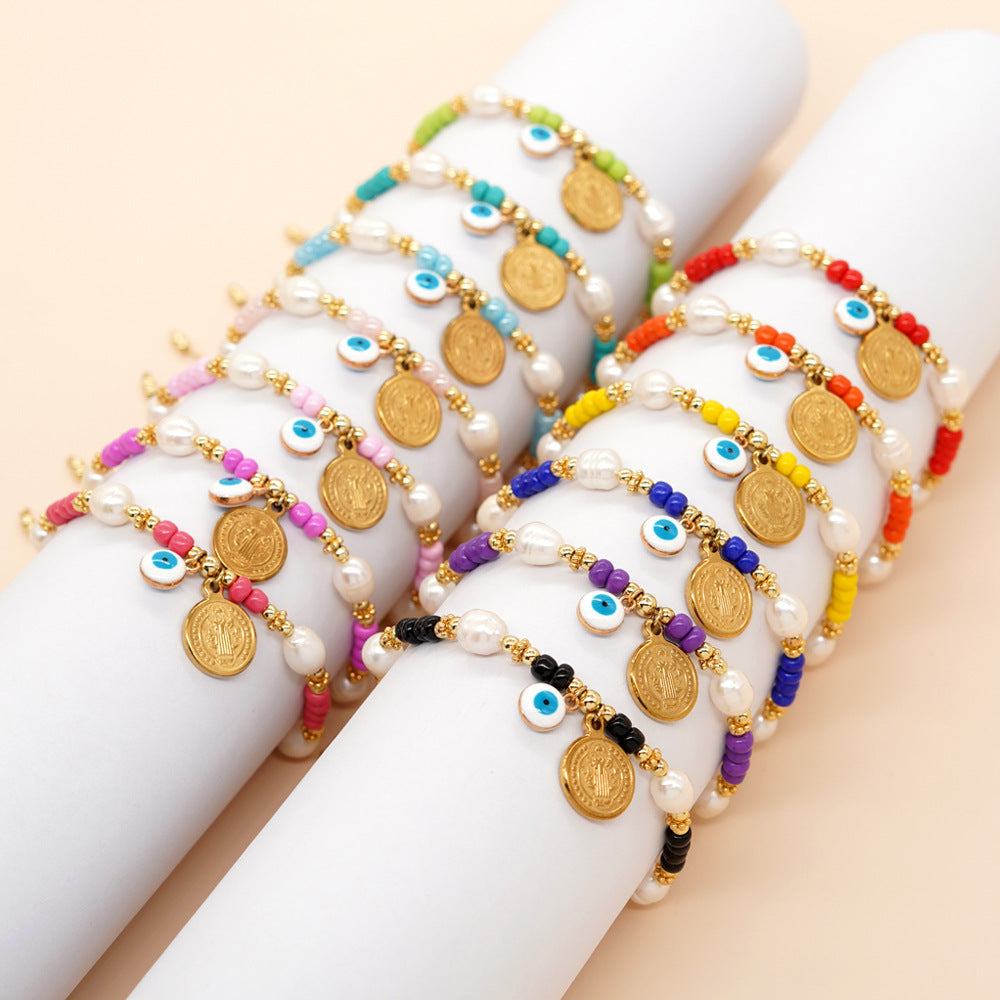 Bracelets de jésus en perles de cuivre de Style de luxe pour femmes, perles domestiques