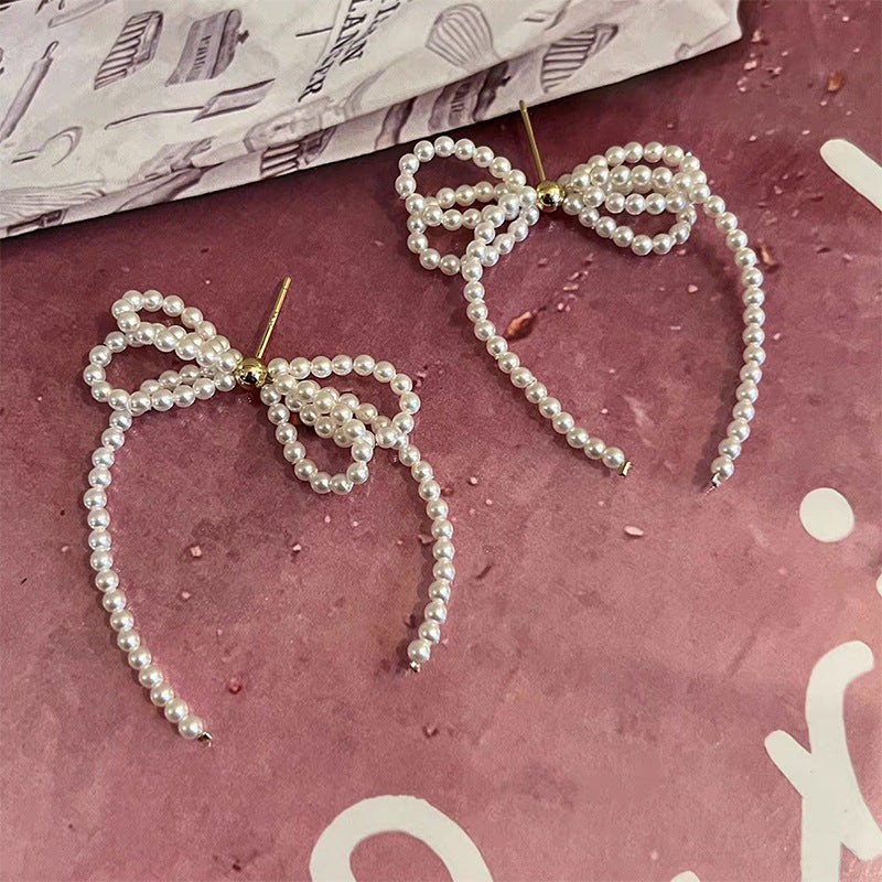 Women's Bowknot Pearl For Summer High-grade Niche Long Trendy Light Luxury Rings