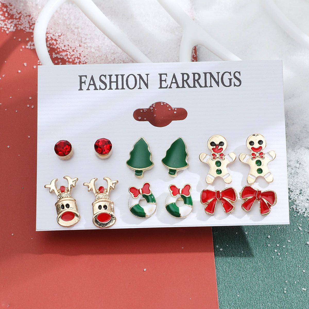 Women's Series Snowflake Bell Combination Suit Cartoon Earrings