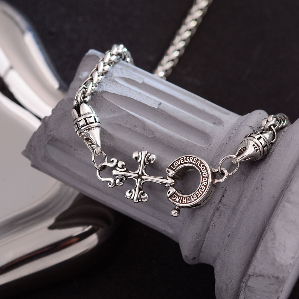 Cruciate Flower Buckle Cuban Female Light Luxury Minority Design Cross Necklace