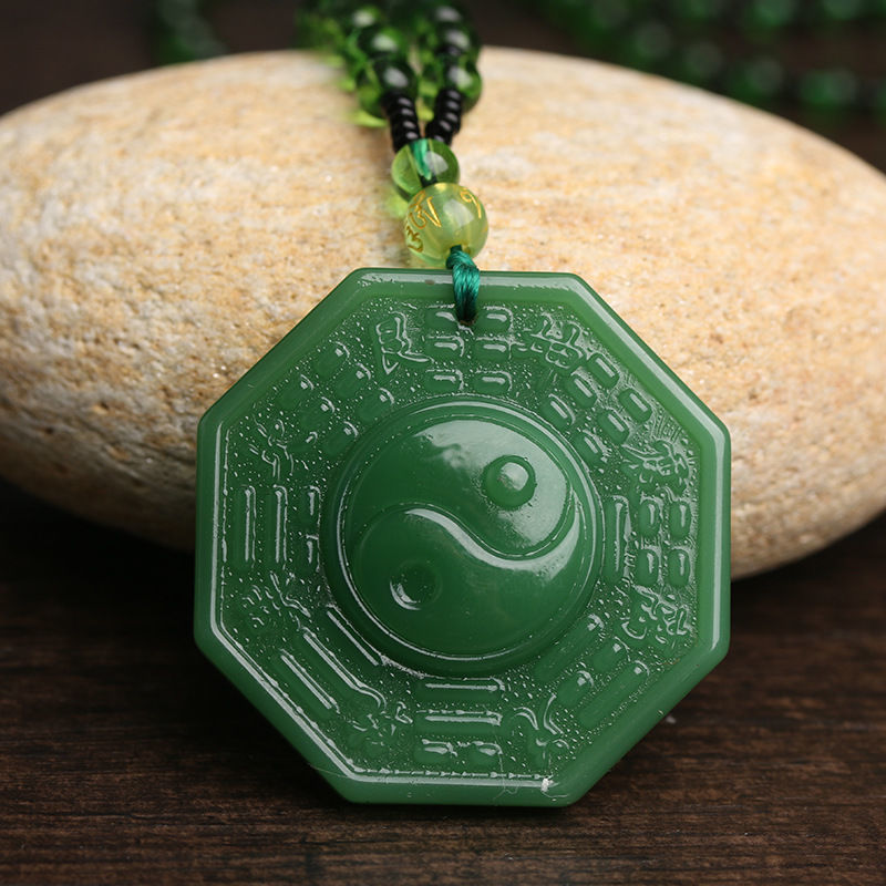 Green Jade Goddess Buddha Hand Maitreya Sweater Chain Safety Buckle Necklaces