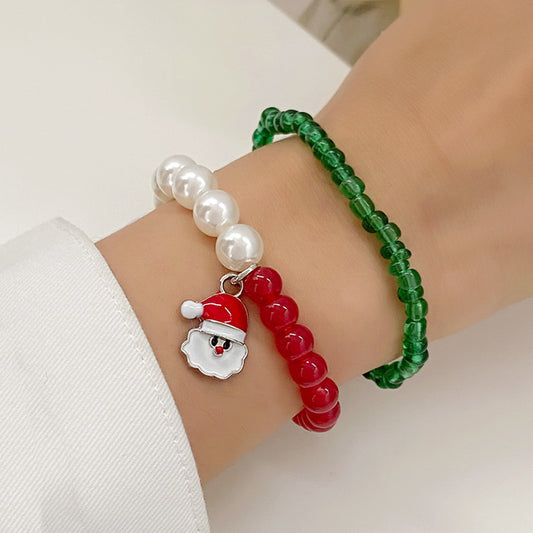 Mode Persönlichkeit Farbe Perle Weihnachtsmann Handgelenk Armbänder