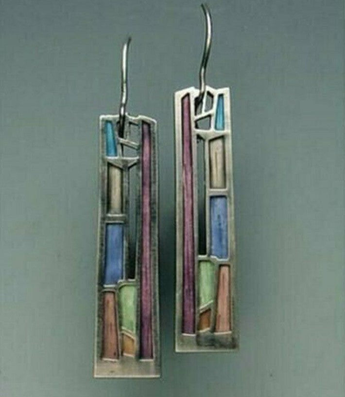 Inlaid Sea Blue Topaz Female Creative Rotational Water Drop Earrings