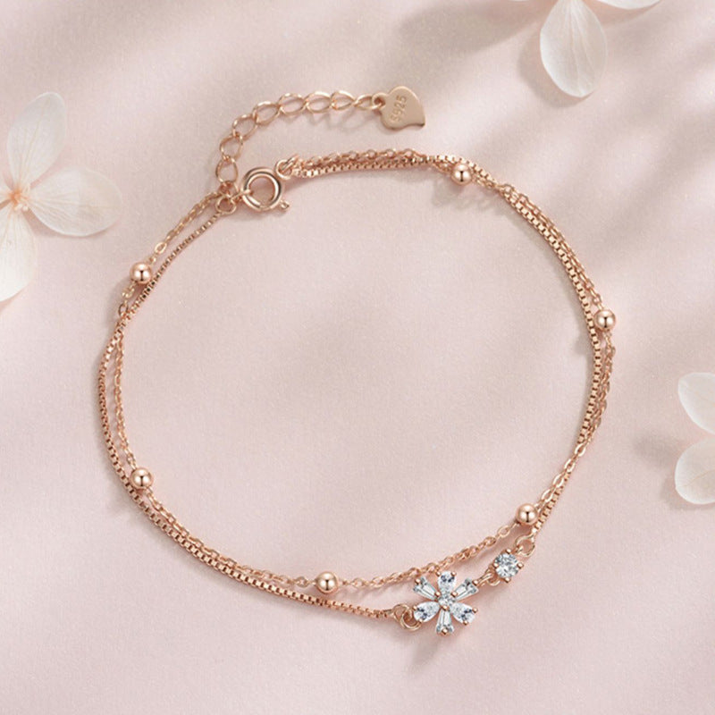 Kirschblüten-Armbänder für Damen, weiblich, zum Geburtstag, für Freundinnen, zum Valentinstag, mit eingelegtem Zirkon