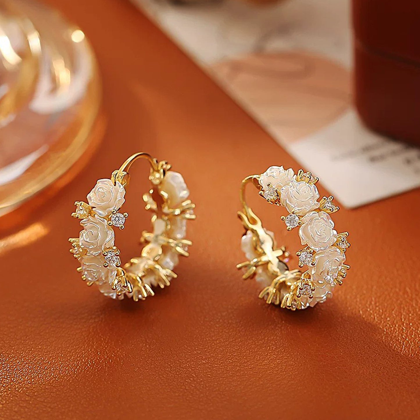 Rose Zircon High-grade Fashion Romantic Aura Female Fresh Sweet Ear Buckle