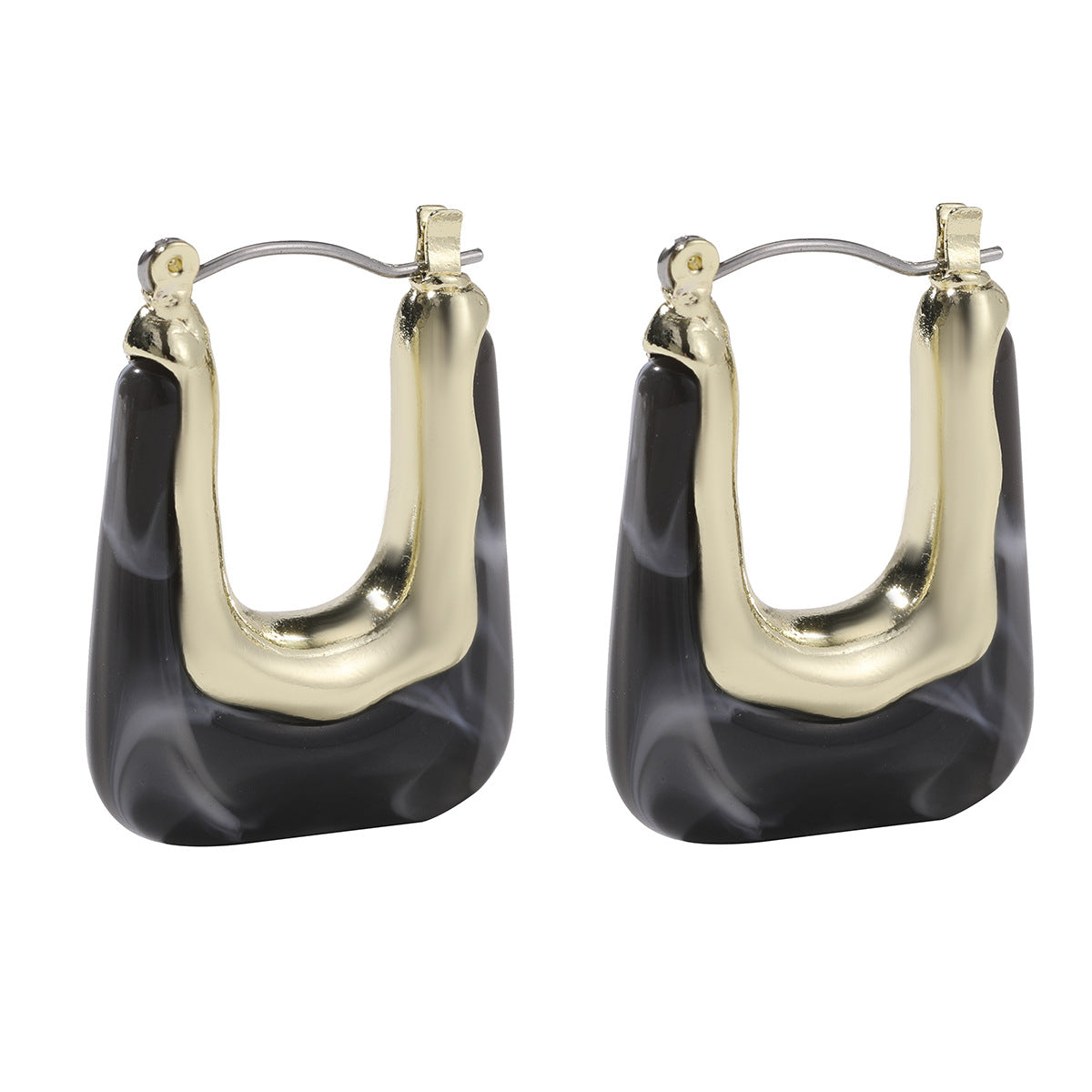 Women's Trendy Geometric U-shaped Acrylic Vintage Metal Earrings