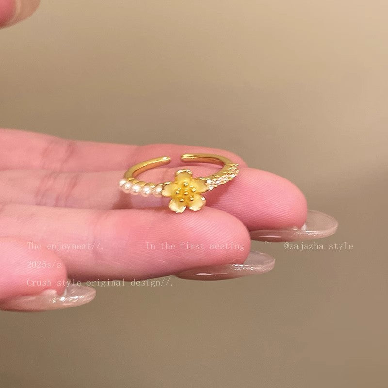 Korean Lace Zircon Flower Light Luxury High Sense Rings