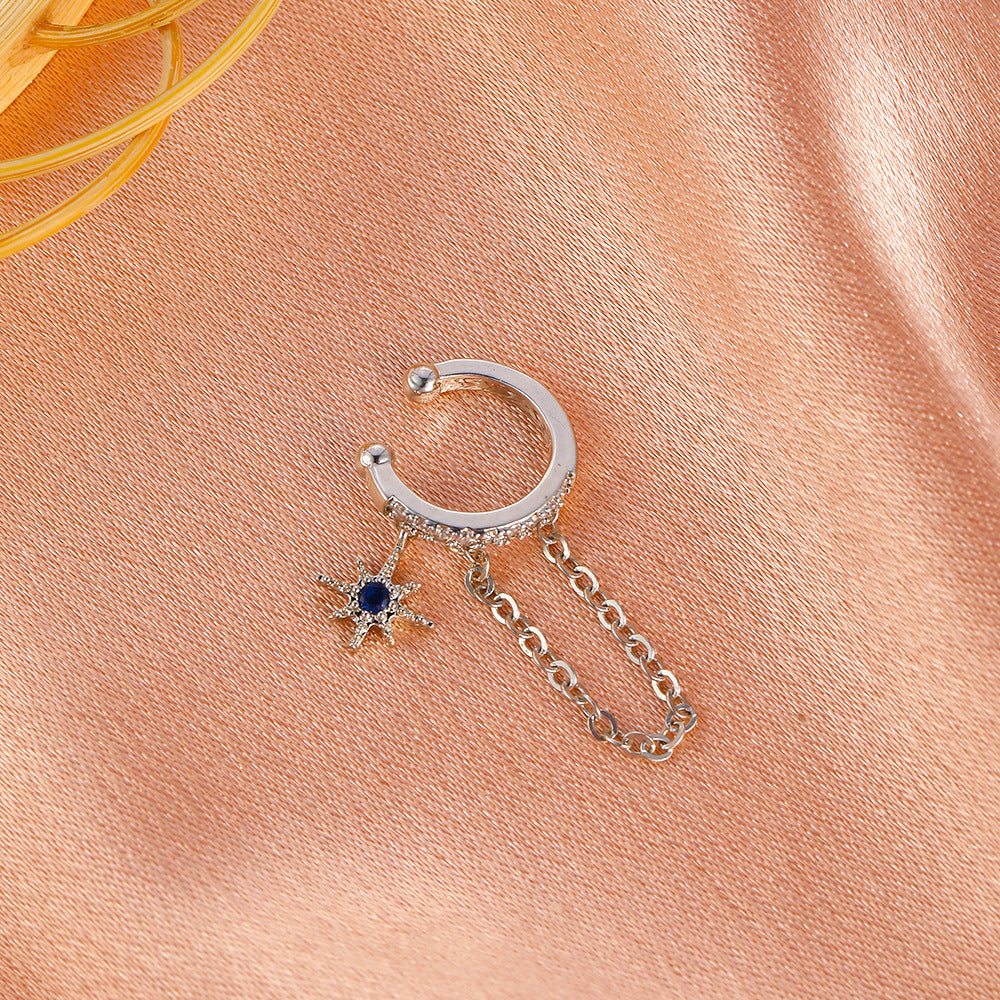 Simple Zircon Fashion Copper Inlaid Five-pointed Earrings