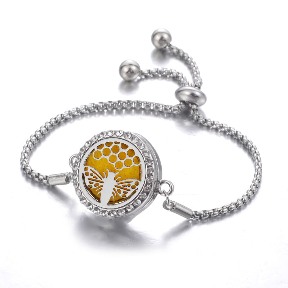 Steel Hollow Oil Lucky Tree Open Box Bracelet