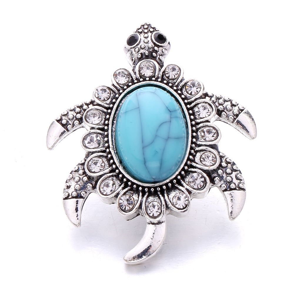 Cool Turquoise Turtle With Diamond Button Bracelets