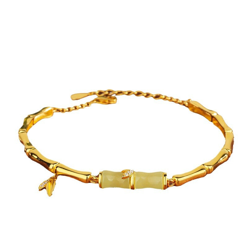 Women's Jade Bamboo Chinese Style High-rise Elegant Bracelets