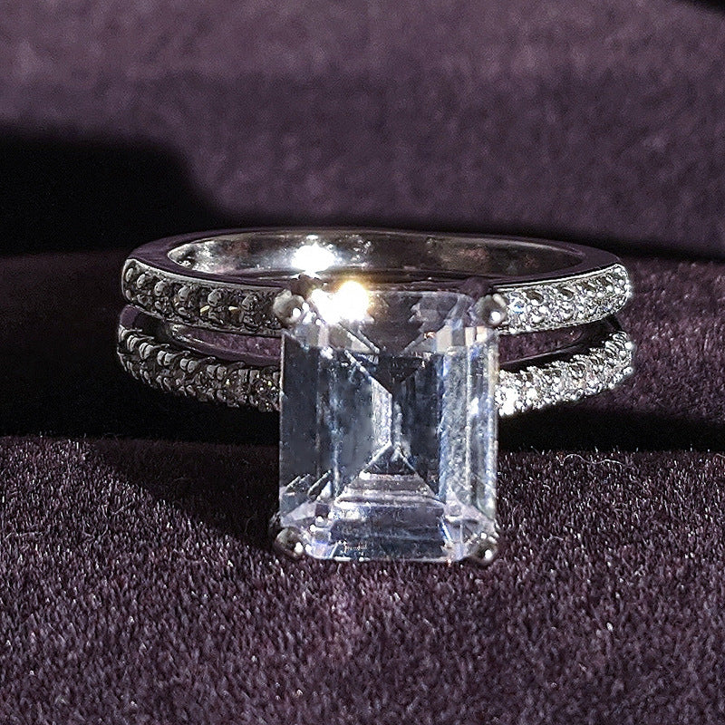 Women's Valentine's Day Flat Cut Zircon Inlaid Combined Special Interest Light Ring