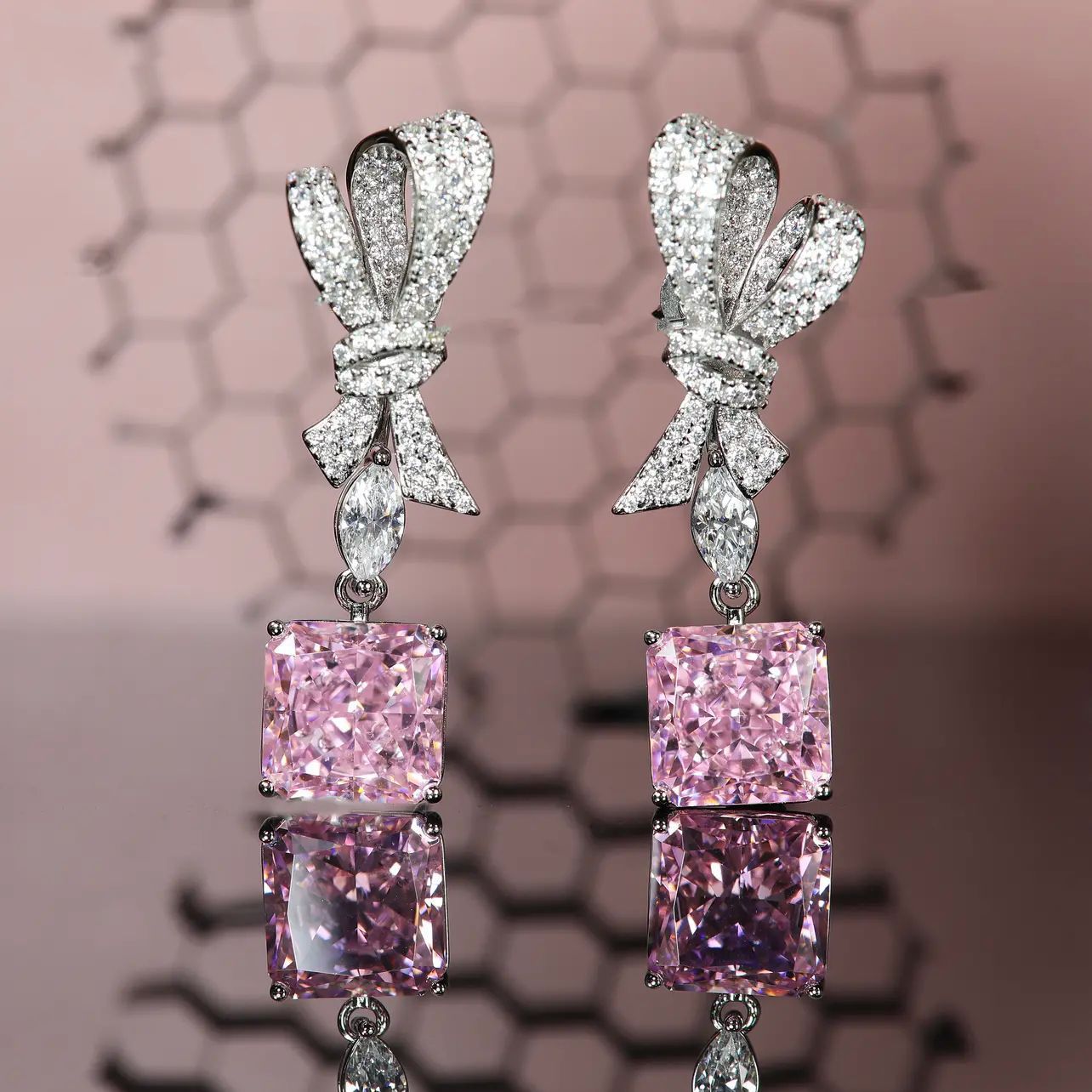 Jewelry Yellow Diamond Cutting Ear Super Flash Pink Earrings