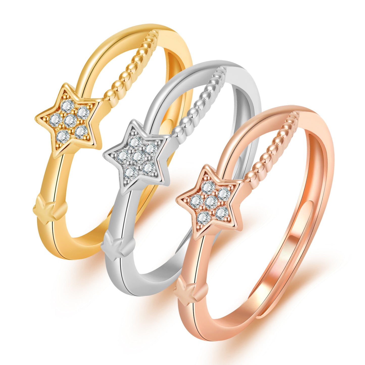 Light Luxury Hollow Star Micro Inlaid Rings