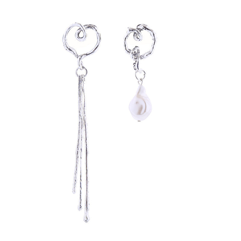 Exaggerated Personalized Asymmetric Design Alloy Long Earrings