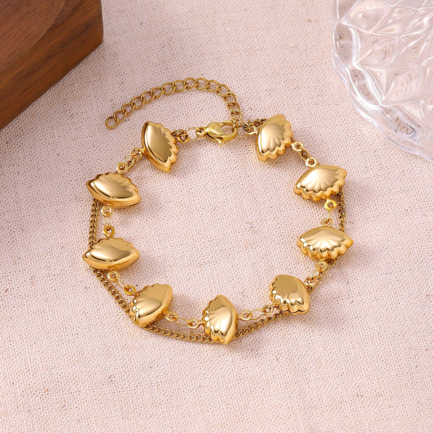 Women's French Minority Simple Stainless Steel Double Layered Gold Titanium Bracelet