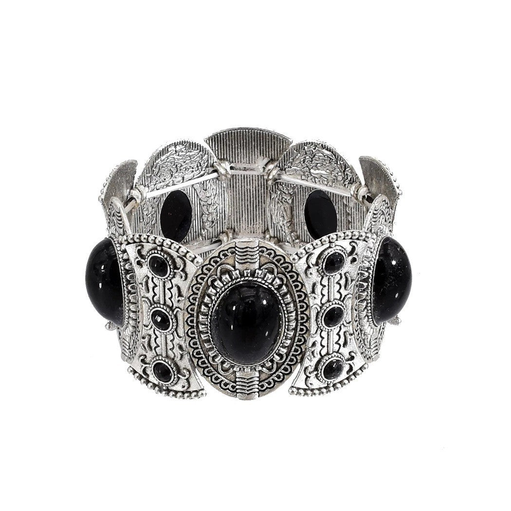Fashion Retro Textured Hollow Inlaid Turquoise Bracelets