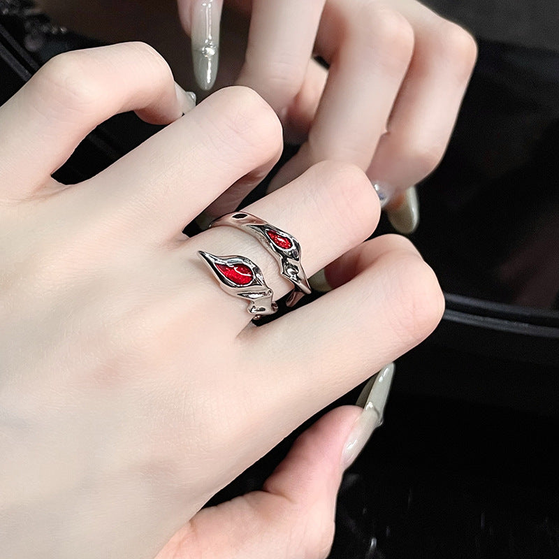 Bag Red Premium Enamel Couples Openings Personality Rings