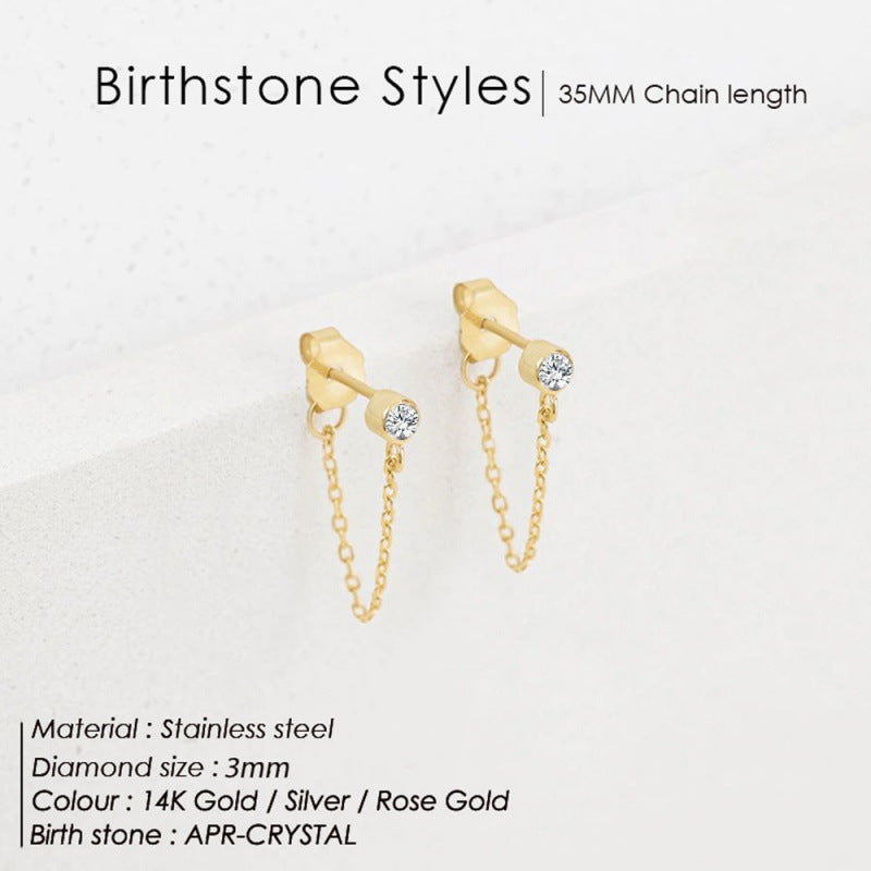 December Not Stainless Steel Tassel Light Luxury Color Earrings