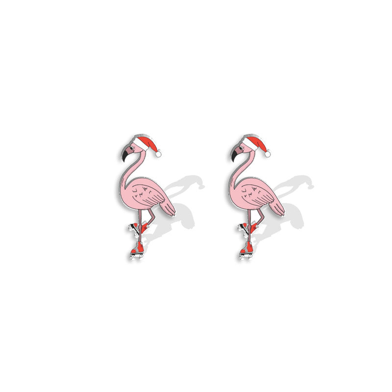 Acrylic Christmas Holiday Female Creative Cartoon Hat Resin Stud Earrings