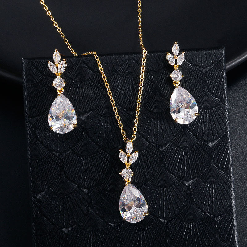Bridal Formal Dress Fashion Water Drops Zircon Earrings