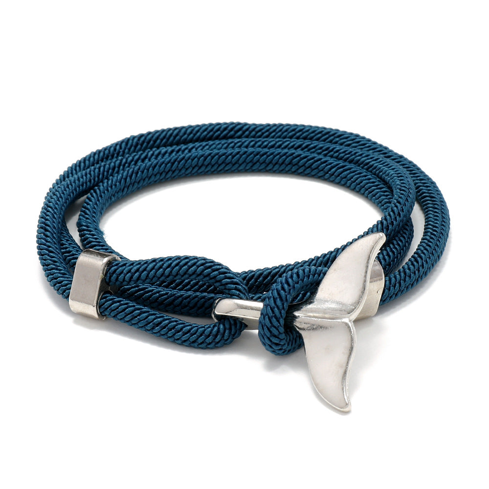 Women's & Men's & Ocean Series Boat Anchor Style Whale Tail Braided Rope Bracelets