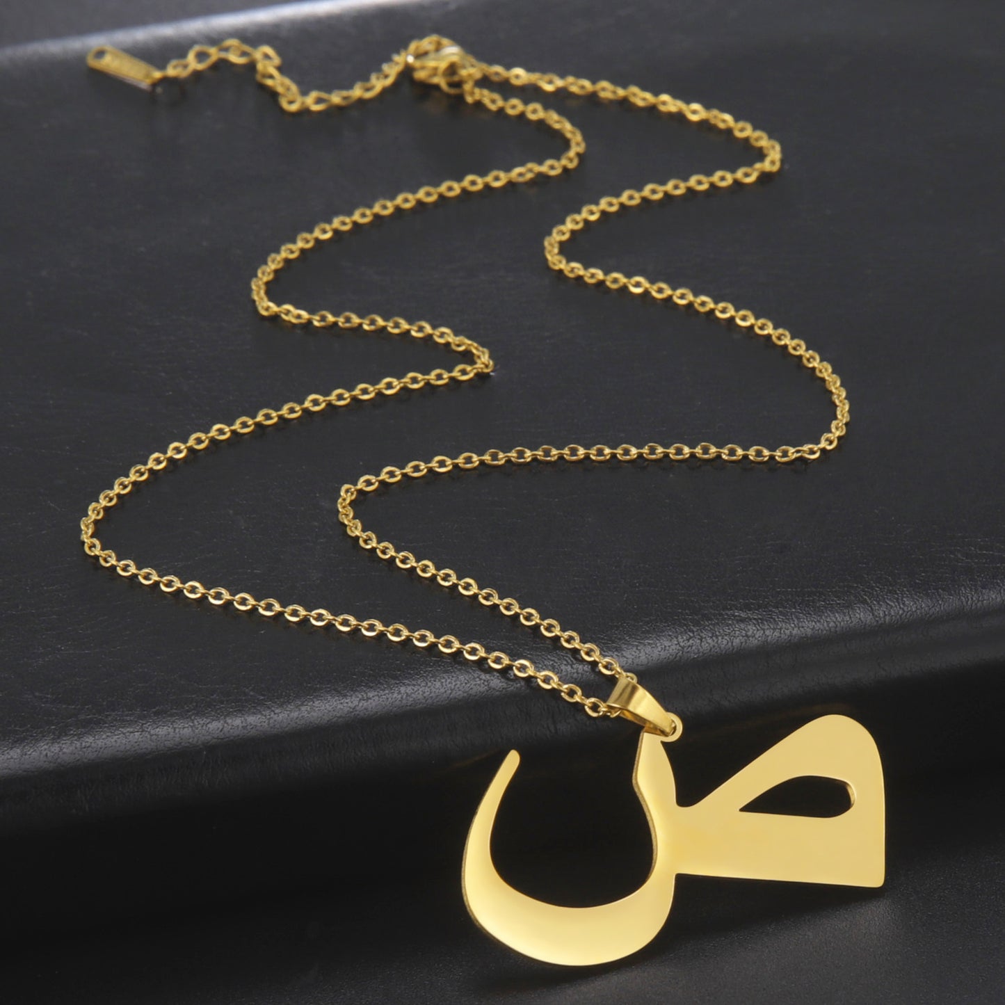 Trend Simple Cut Arabic Letter Pendant Necklaces