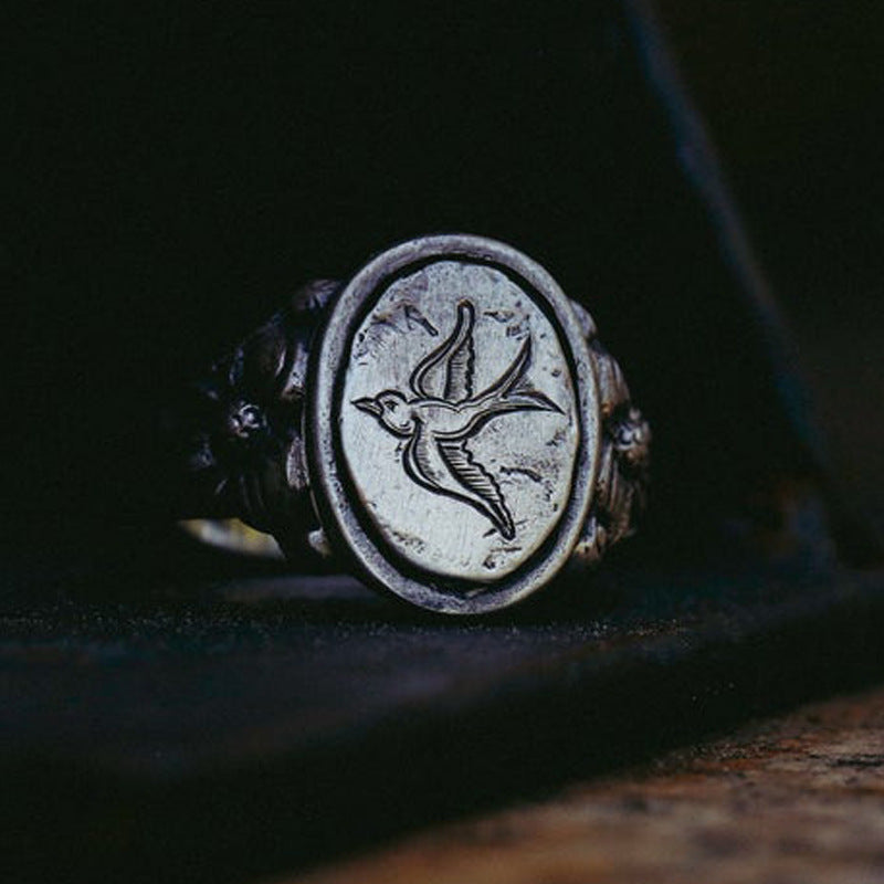 Retro Baroque Style Pattern Handmade Personality Ring