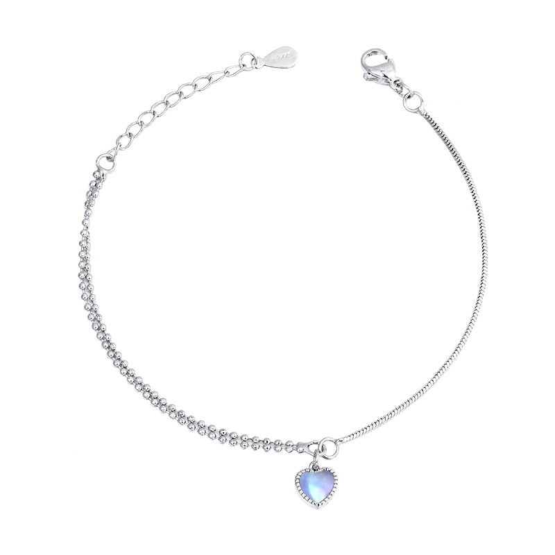 Bracelets en pierre de lune en forme de cœur pour femmes, mignons et doux