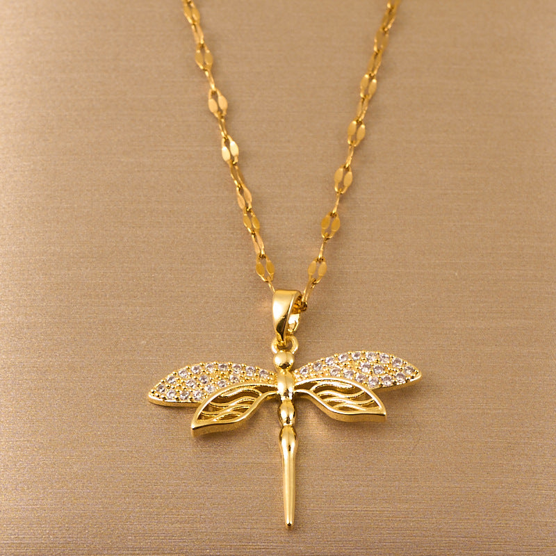 Women's Light Luxury Personality Hollow Out Dragonfly Micro Necklace