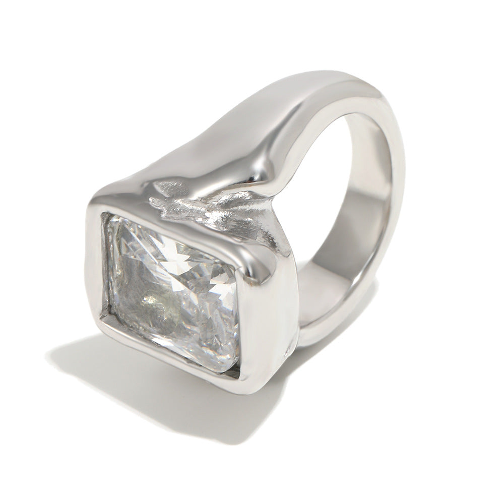 Fashion Simple Hand Stainless Steel Gold-plated Dark Pattern Rings
