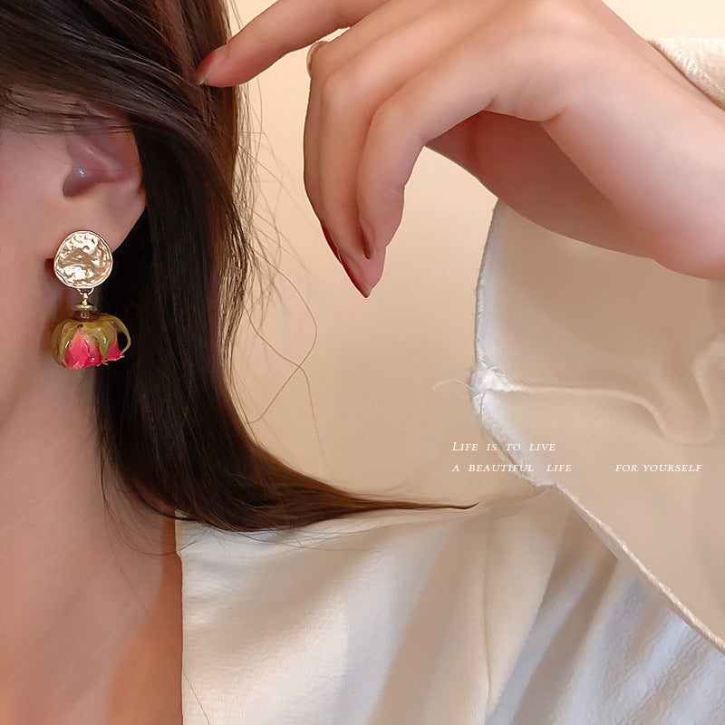 Women's Needle Rose Retro Mori Style Gentle Elegant Earrings