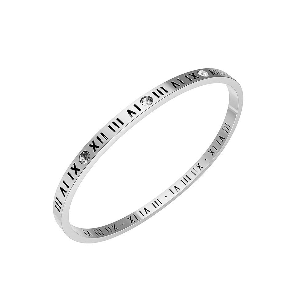 Women's Roman Small Waist Stainless Steel Fashion Twin Titanium No Bracelet