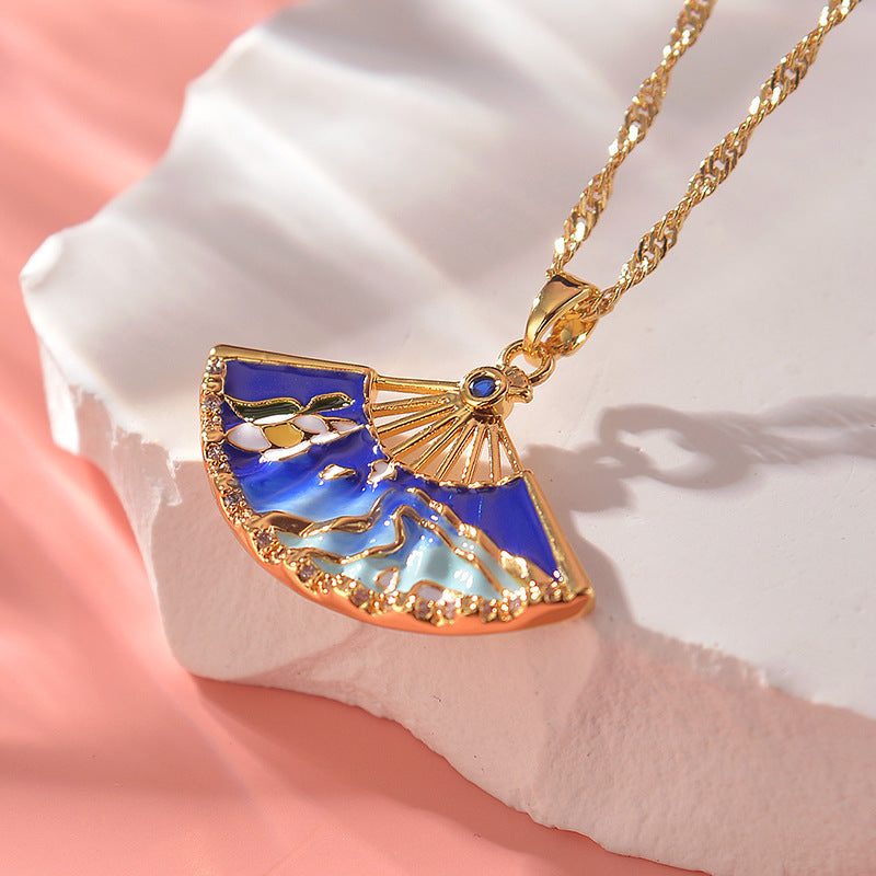 Peripheral Characterizations Weapon Folding Fan Prop Necklace