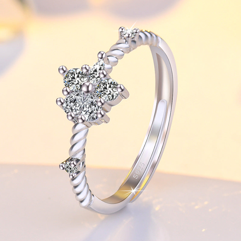 Women's Opening Flower Fashion Simple Female Index Rings