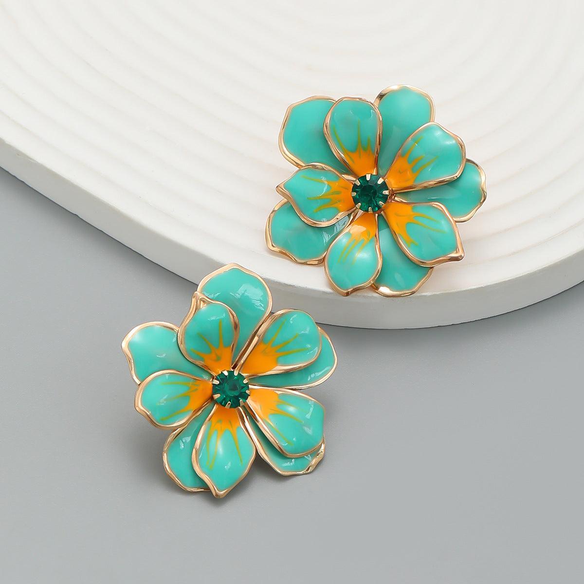 Summer Enamel Flower Female Elegant Graceful Rings