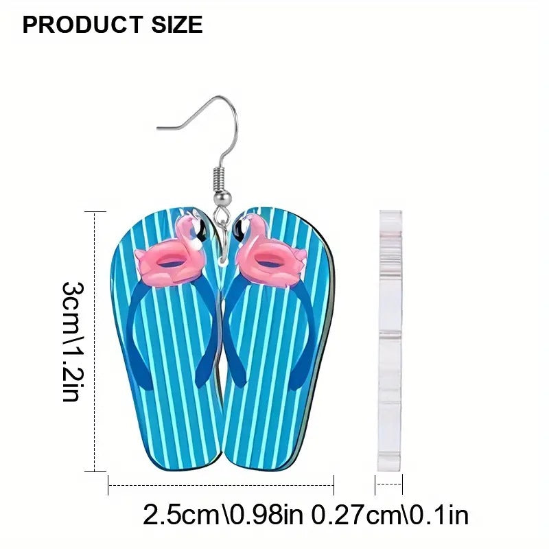 Acrylic Ocean Style Charm Slippers Leopard Earrings