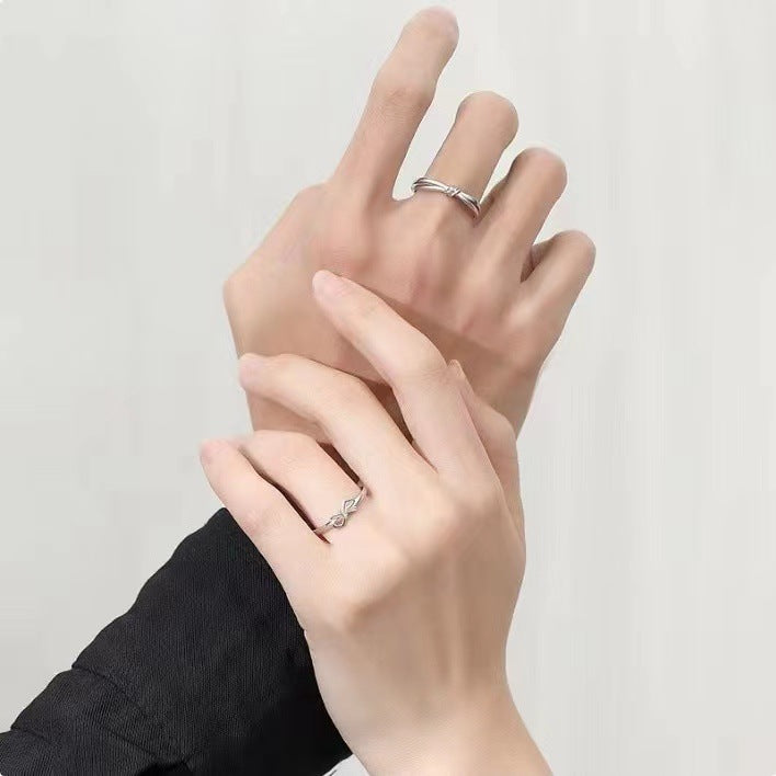 Sterling Sier Korean Style Minimalist Bowknot Rings